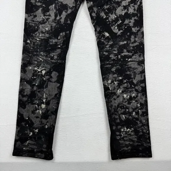 NWT MNML Men's 38x33 Slim Black Distressed Painted Stretch Zip Ankle Denim Jeans - Picture 6 of 11